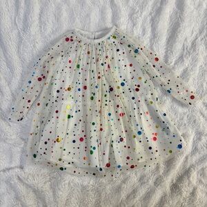 Stella McCartney Kids White Dress with Rainbow Polka Dots